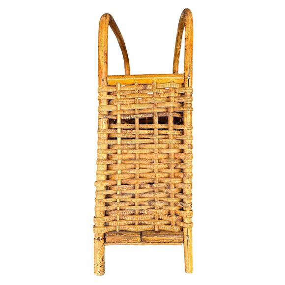Vintage Bamboo Rattan Magazine Rack Mid Century Boho Woven Holder - Picture 6 of 6